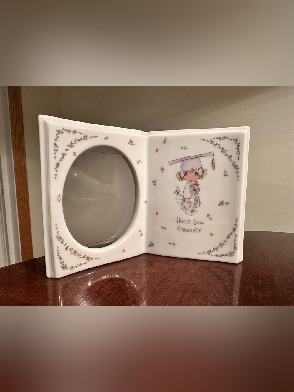 Precious Moments "Bless You Graduate" Ceramic Frame - 1990 vintage